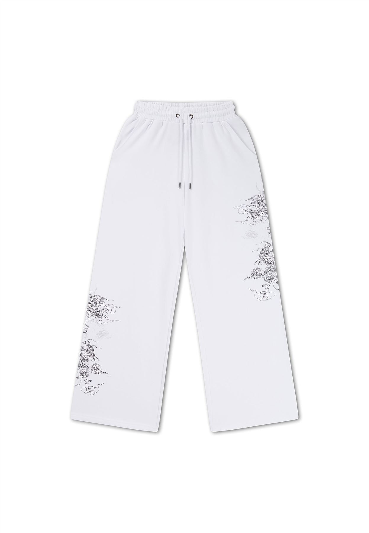 Ed Hardy Gothic Dragon Stone Wash Pantalons De Jogging Blancs Pour Femmes