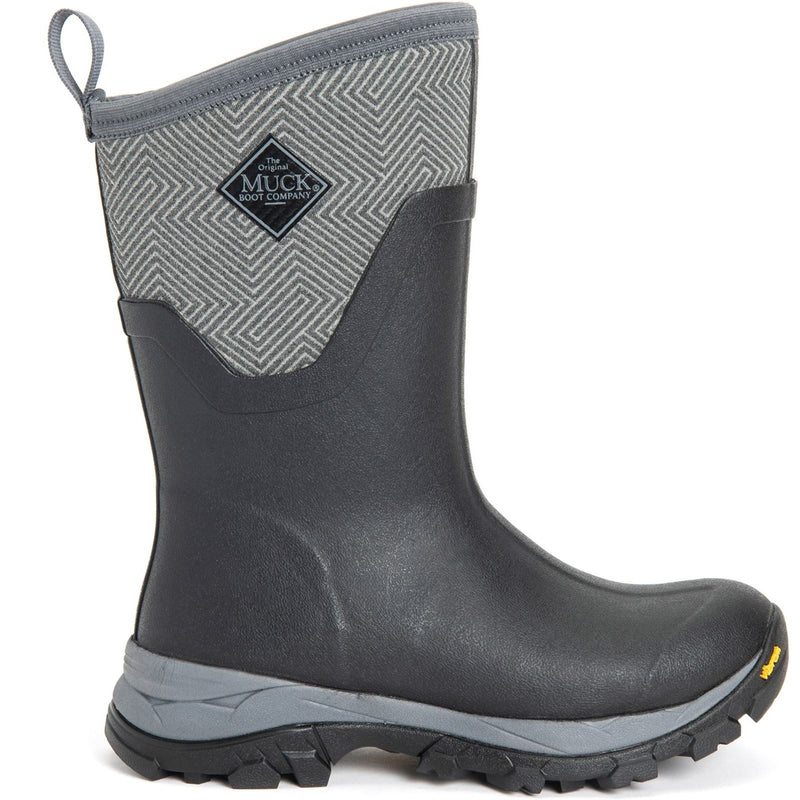 Muck Boots Arctic Ice Mid AGAT Bottes En Caoutchouc Géométriques Noires/Grises