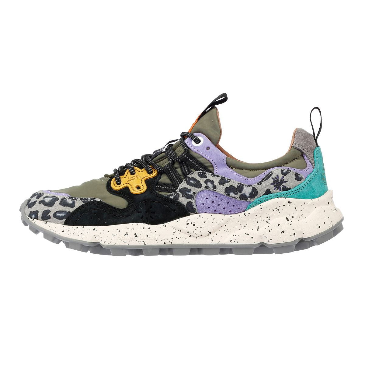 Flower Mountain Yamano 3 Sneakers En Daim Vert Militaire / Vert Clair / Jaune