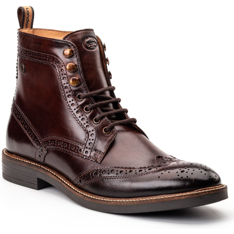 Base London Bristol Chaussures Brogues Marron Brûlé En Cuir Pour Homme