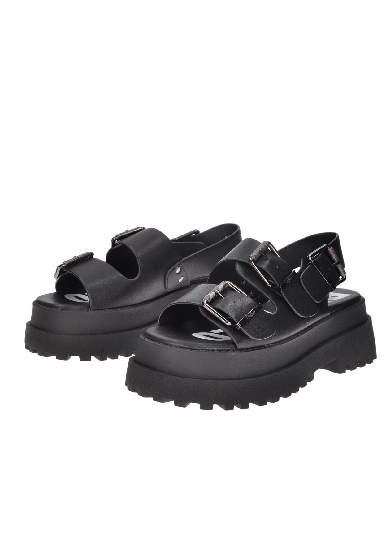 Buffalo Pluto Ari Sandales Noires Pour Femmes