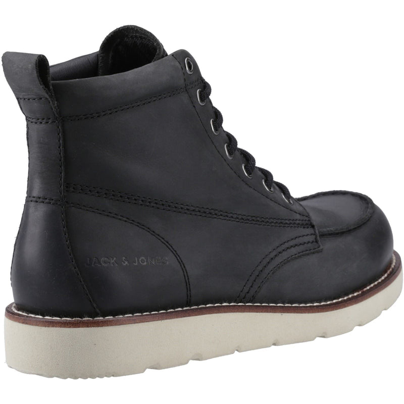 Jack & Jones Toronto Bottes Noires Pour Hommes En Cuir À La Cheville