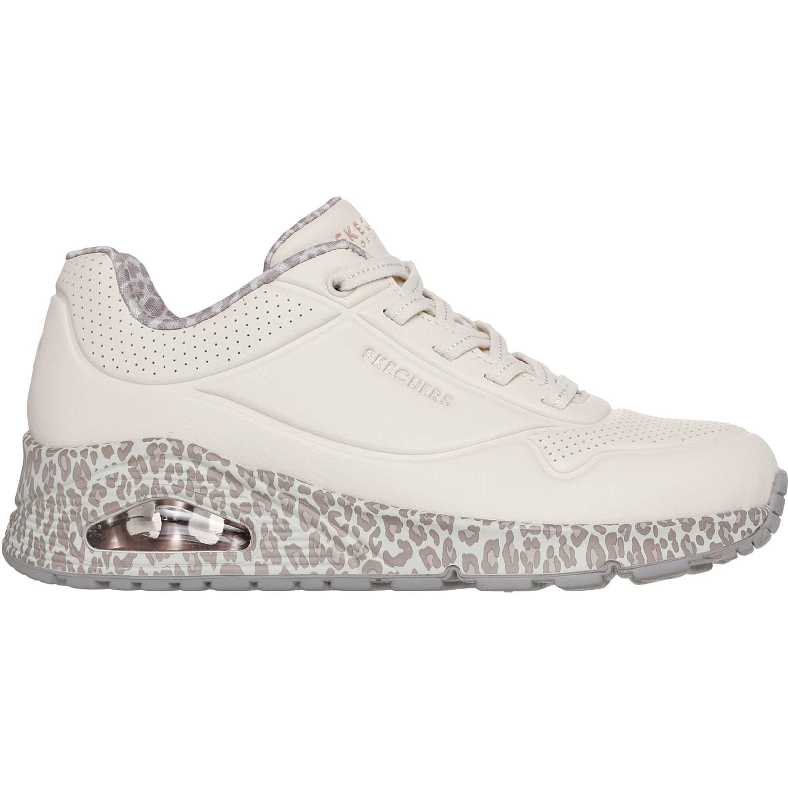 Skechers Uno Safari Time Baskets Blanches/ Léopard En Polyuréthane Pour Femmes