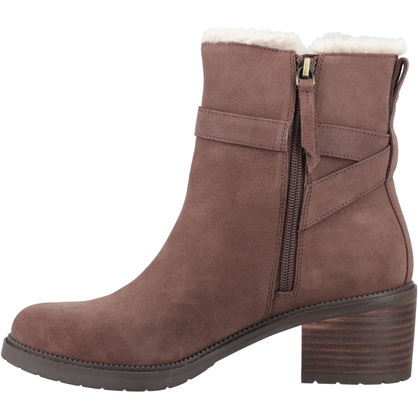 TOMS Hailey Buckle Bottines À Talons En Cuir Pour Femmes, Marron Chêne