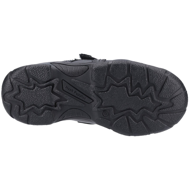 Hush Puppies Arlo Senior Chaussures Noires Pour Garçons En Cuir