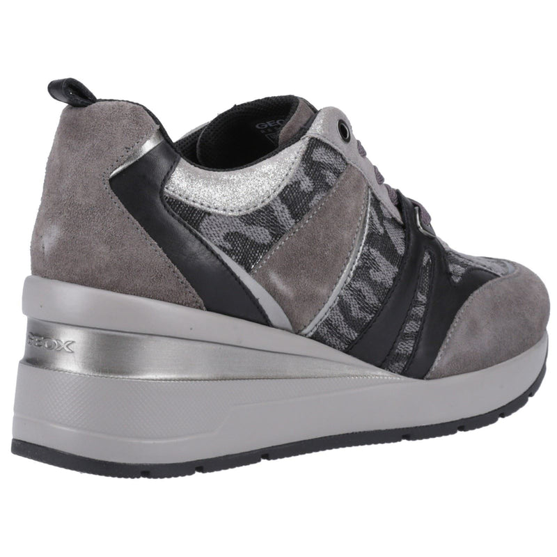 Geox D Zosma B Baskets En Daim Pour Femmes, Gris Foncé
