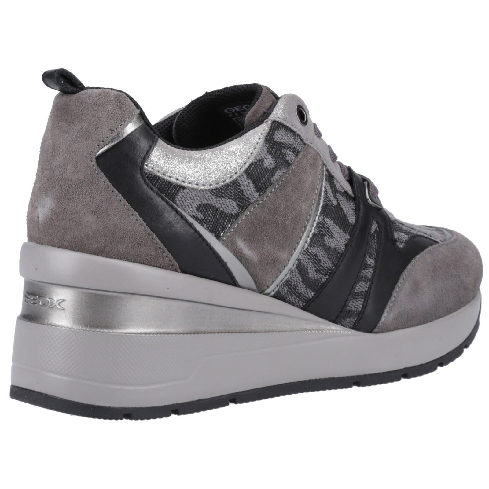 Geox D Zosma B Baskets En Daim Pour Femmes, Gris Foncé