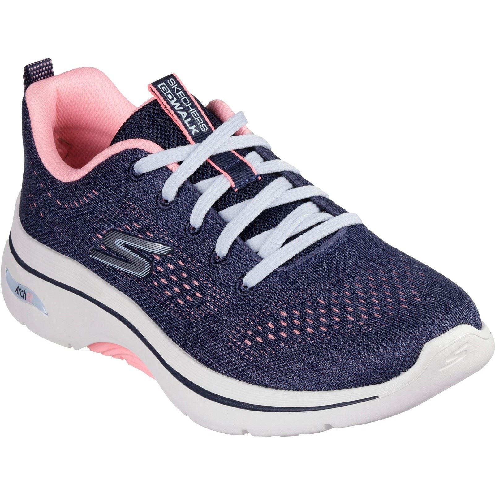 Skechers GO WALK Arch Fit 2.0 Vivid Sunset Baskets Pour Femmes En Textile Bleu Marine/Rose Vif