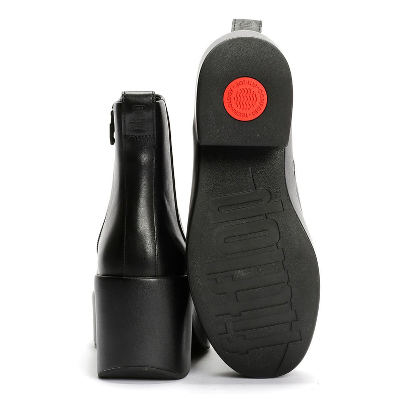 FitFlop Platfforms Heeled Bottes En Cuir Noires Pour Femmes