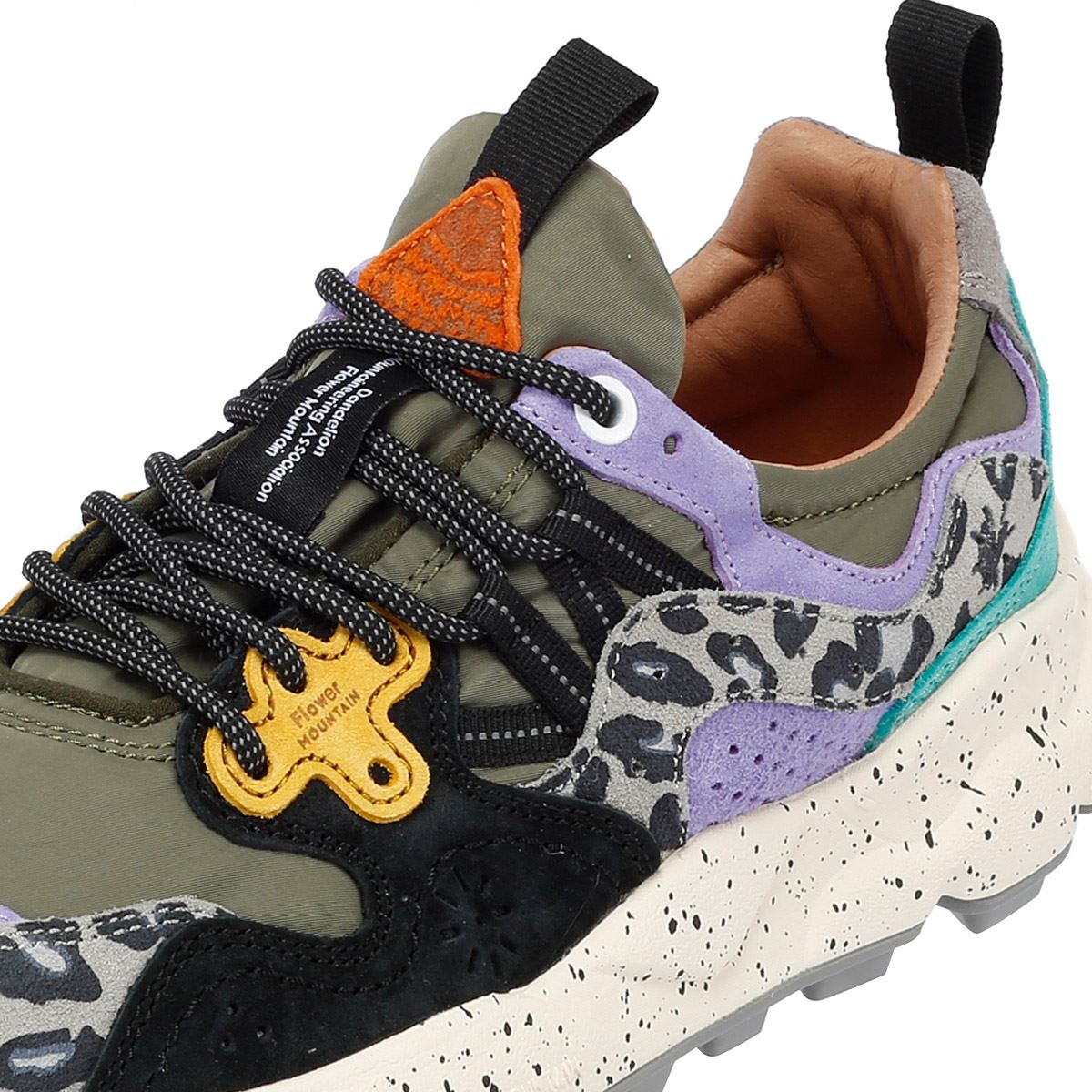 Flower Mountain Yamano 3 Sneakers En Daim Vert Militaire / Vert Clair / Jaune