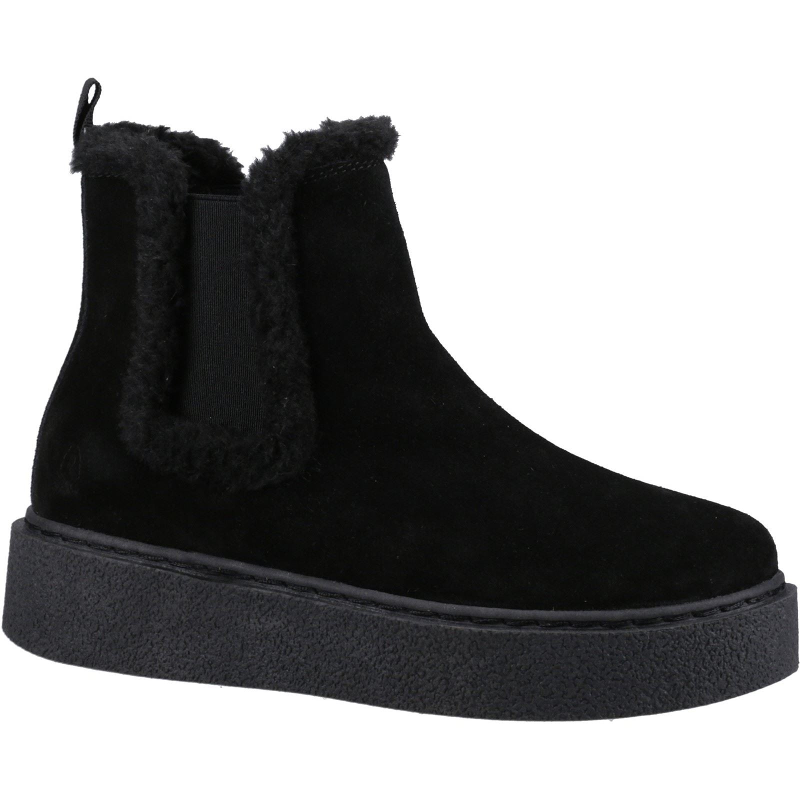 Hush Puppies Bella Bottines Chelsea Plates Pour Femmes En Daim Noir