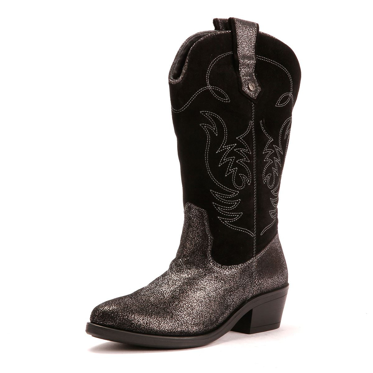Osprey London The Louisiana Bottes Noires En Cuir Pour Femmes