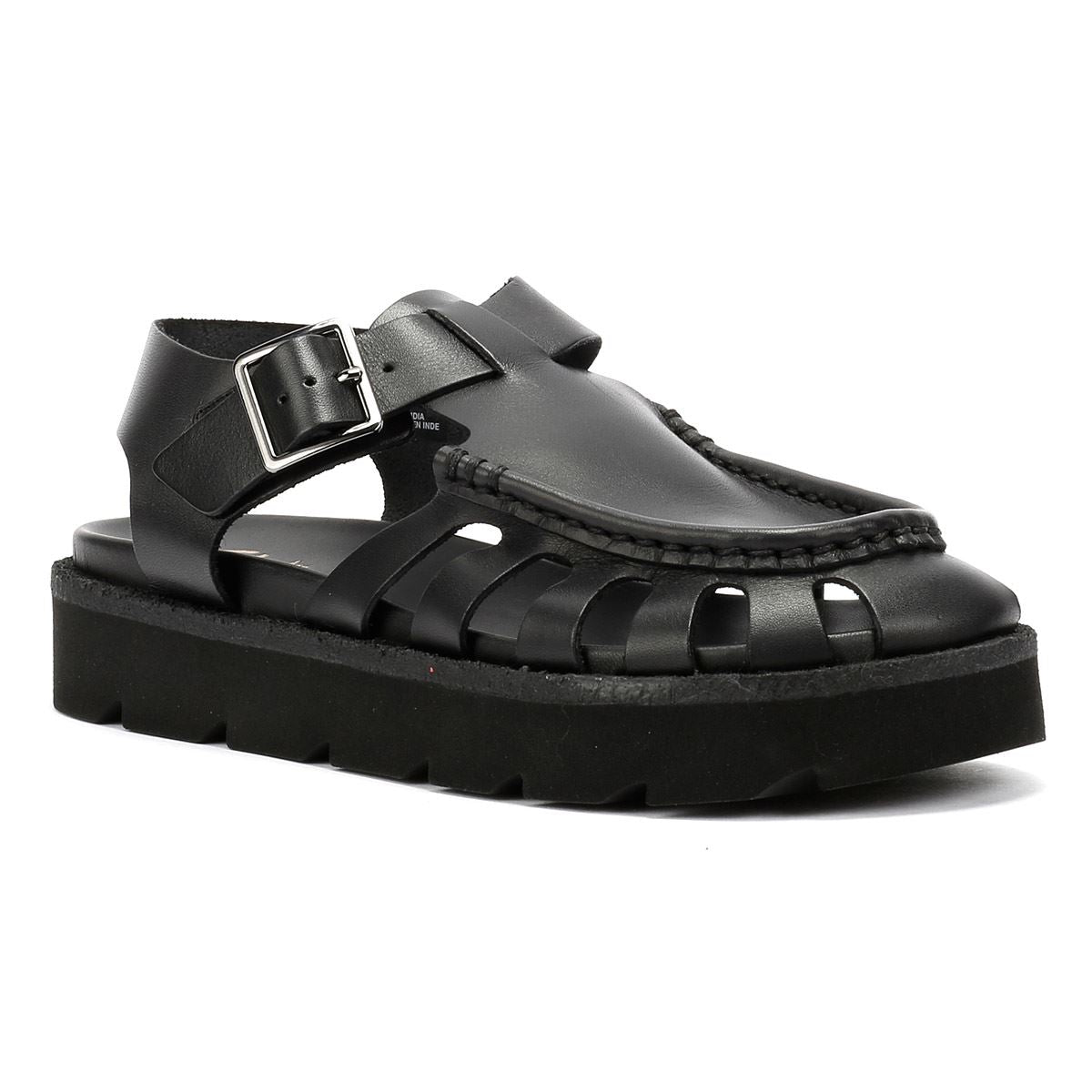 Clarks Originals Meadow Buckle Sandales Noires Pour Femmes En Cuir