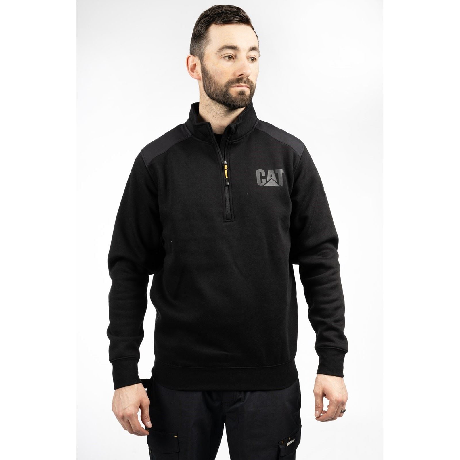 Caterpillar Essential 1/4 Zip Sweatshirt Noir Pour Homme En Polyester