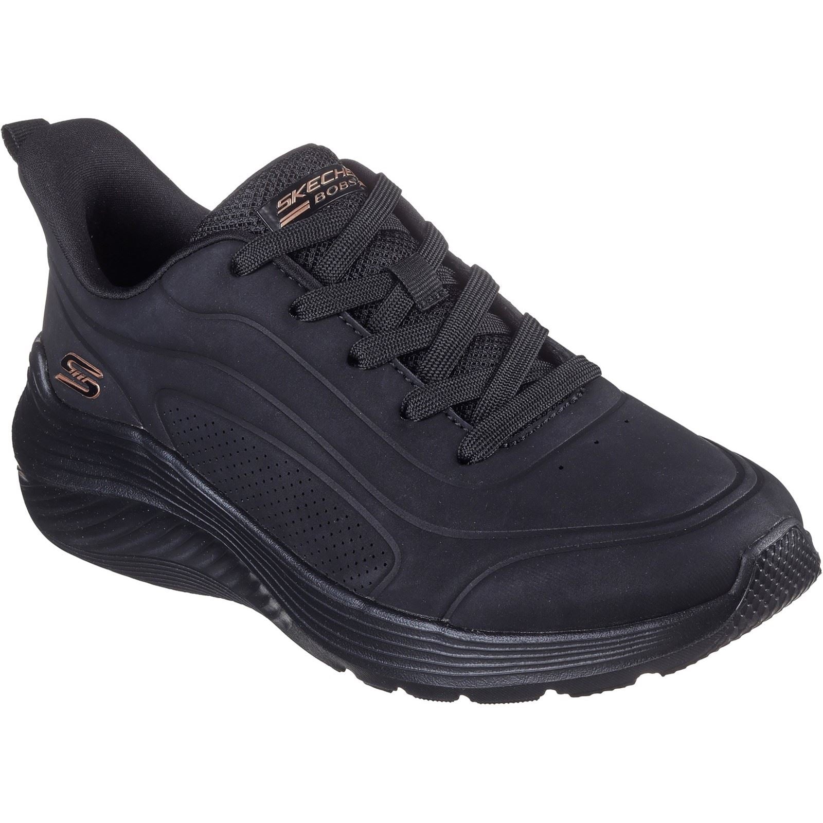 Skechers BOBS Sport Squad Waves Just Wading Baskets Noires Pour Femmes En Matière Synthétique