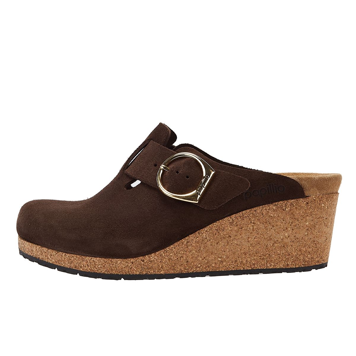 Birkenstock Sandalons À Talons Compensés En Daim Et Cuir Suédé Brun Pour Femmes