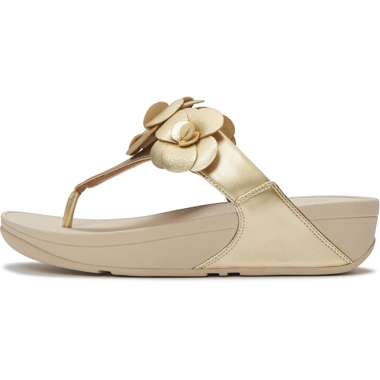 Fitflop Lulu Flower Toe-Post Sandales Platino En Polyuréthane Pour Femmes
