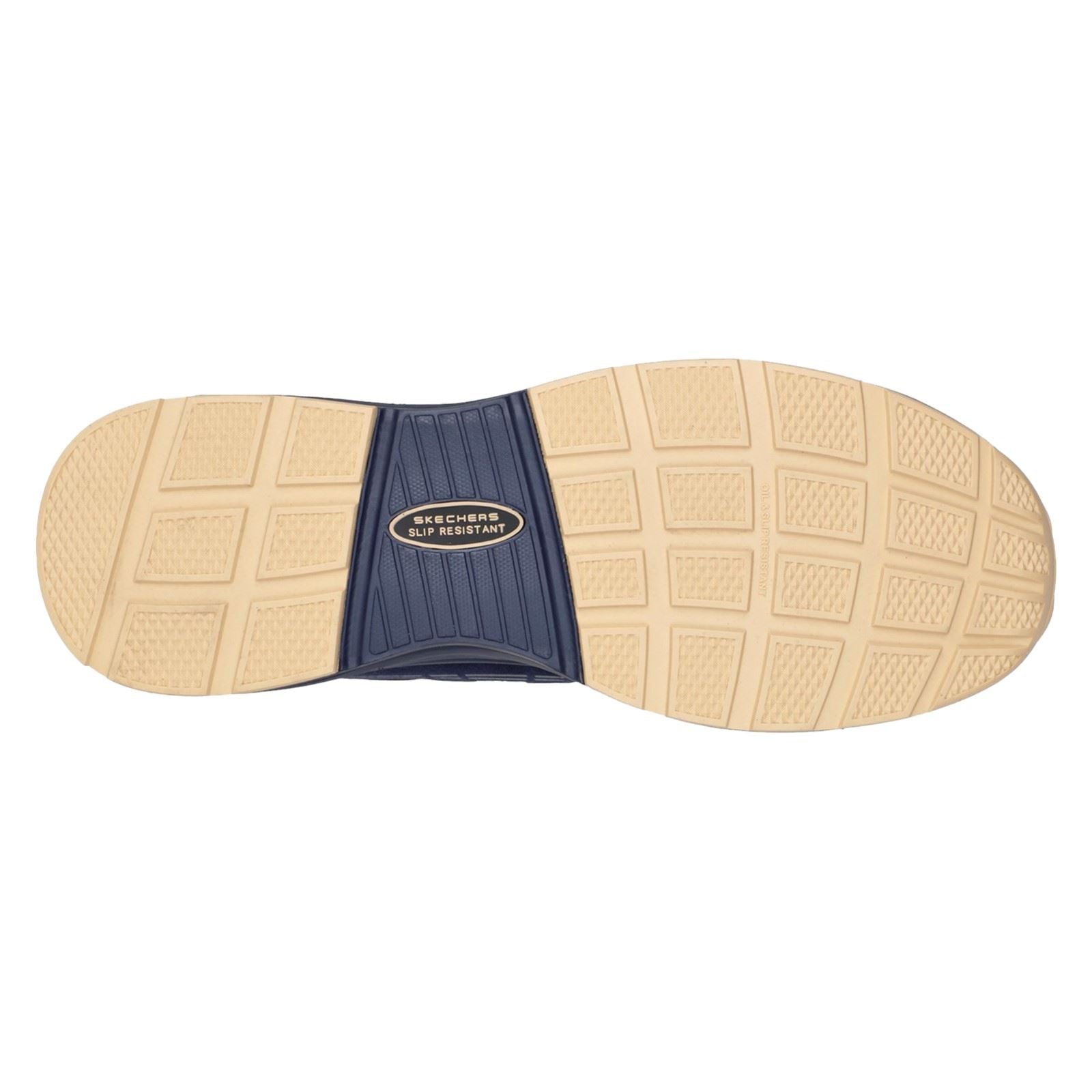 Skechers Workwear Malad II Baskets De Sécurité Pour Hommes En Tissu Bleu Marine / Tan