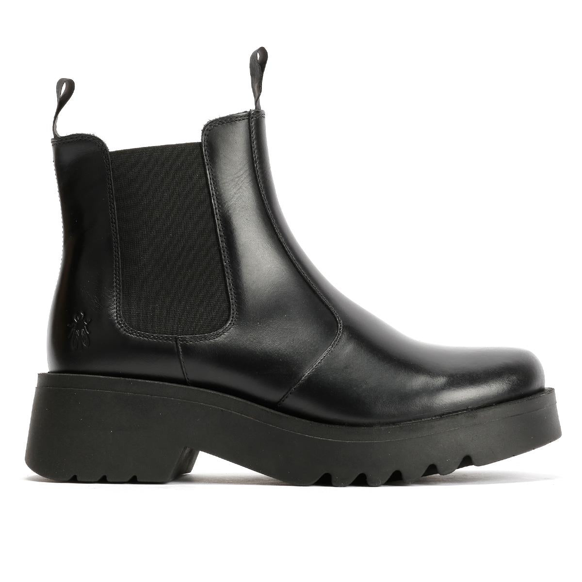 Fly London Medi Bottes En Cuir Noires Pour Femmes