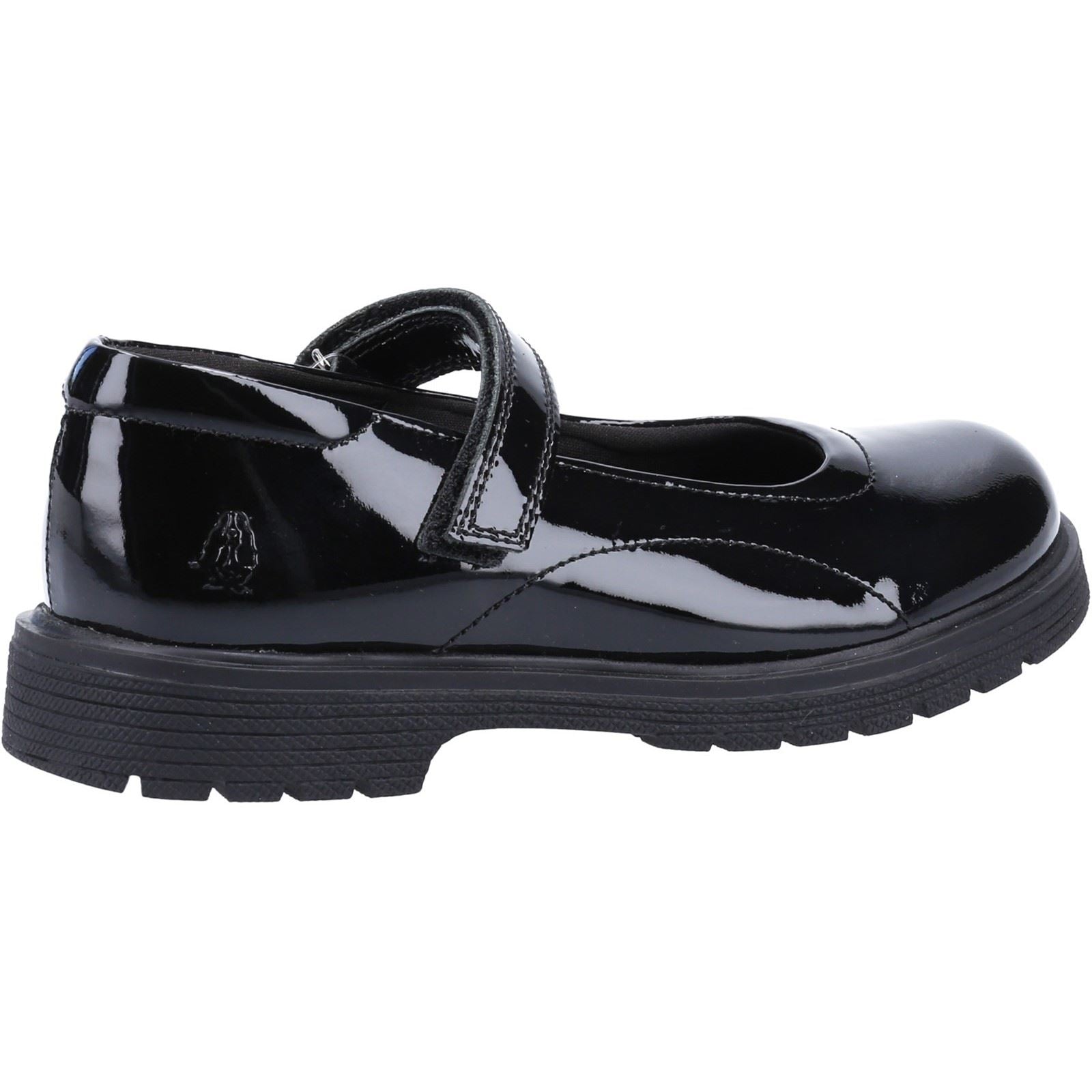 Hush Puppies Tally Senior Patent Chaussures Noires En Cuir Verni Pour Filles