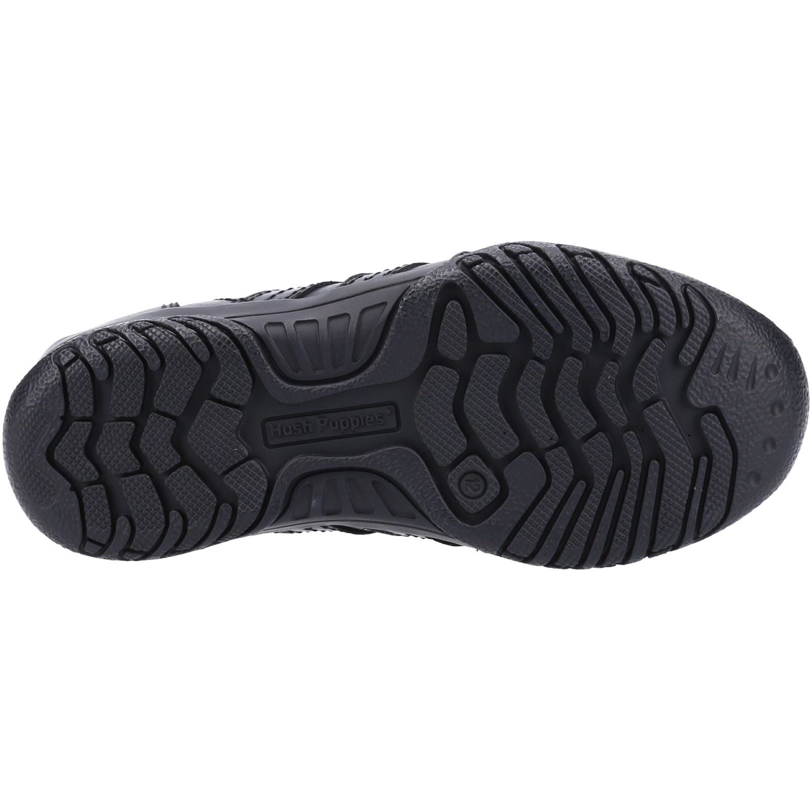 Hush Puppies Jezza 2 Chaussures Noires Pour Garçons En Cuir À Lacets