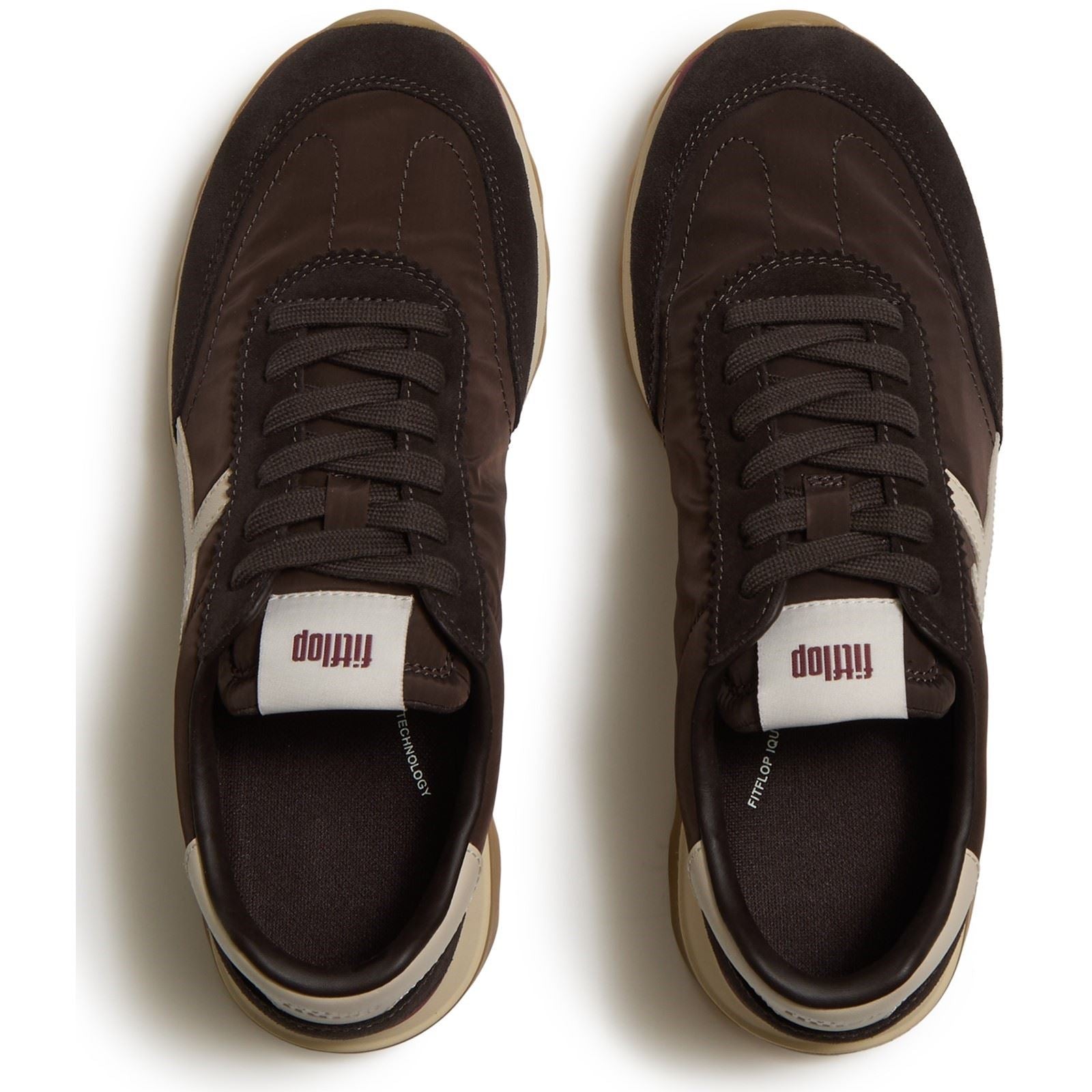 Fitflop Retro-Q FF Baskets En Nylon Pour Femmes Chocolat Brun/Beige Paris