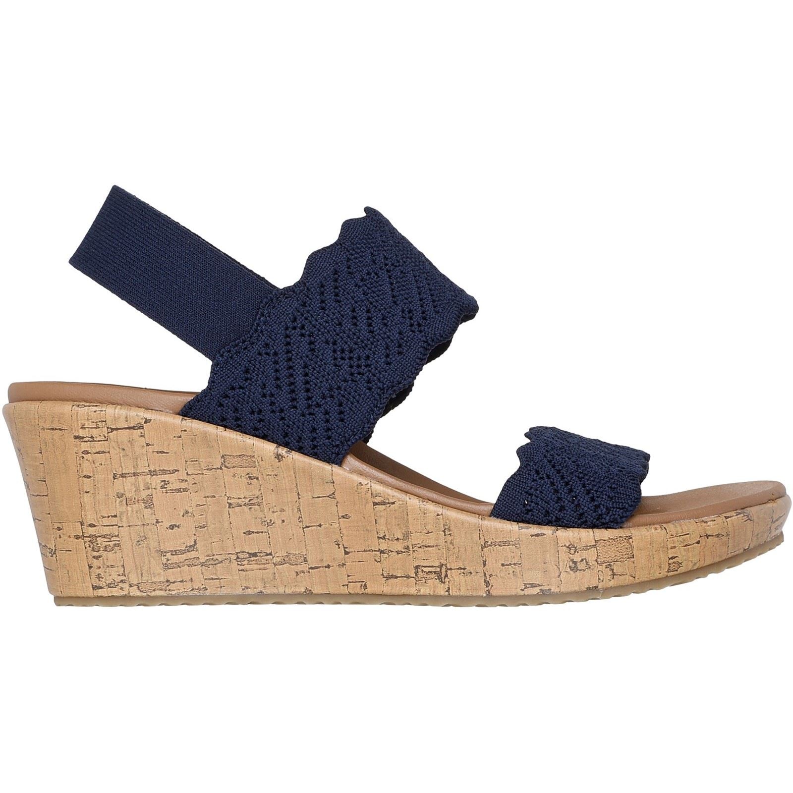 Skechers Beverlee Timeless Touch Sandales Pour Femmes En Toile Bleu Marine