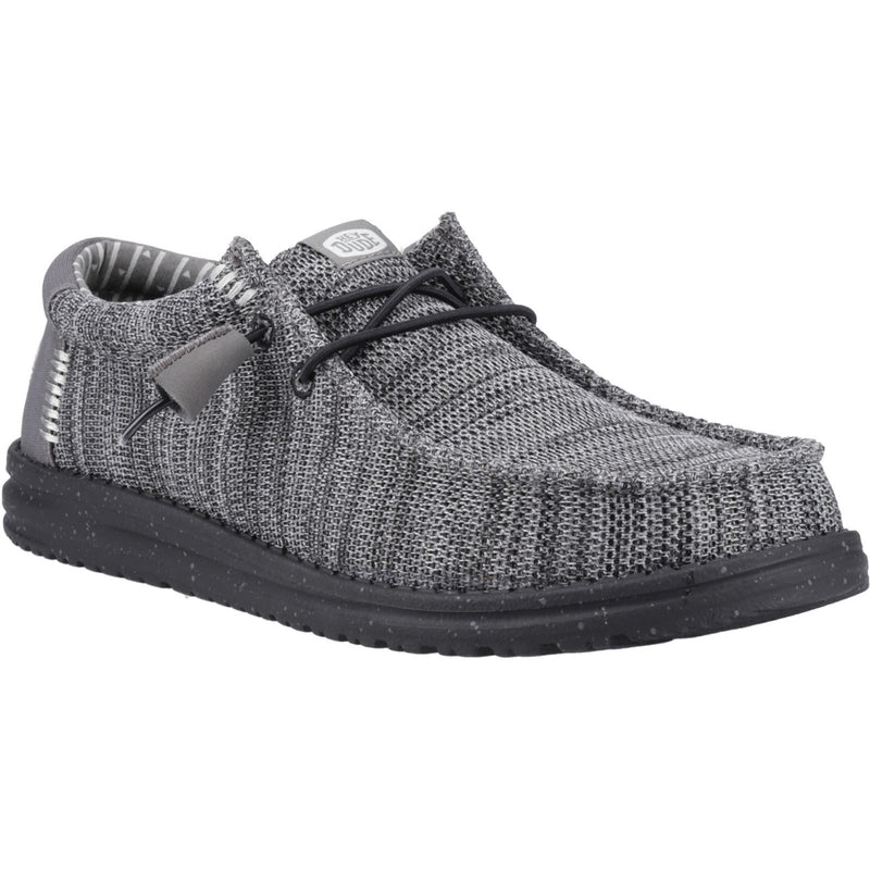 HEYDUDE Wally Stretch Mesh Chaussures Mocassins Pour Hommes En Polyester Gris Granit/noir