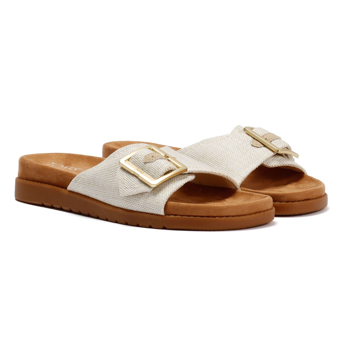 TOMS Marin Slide Sandales Blanches En Textile Pour Femmes