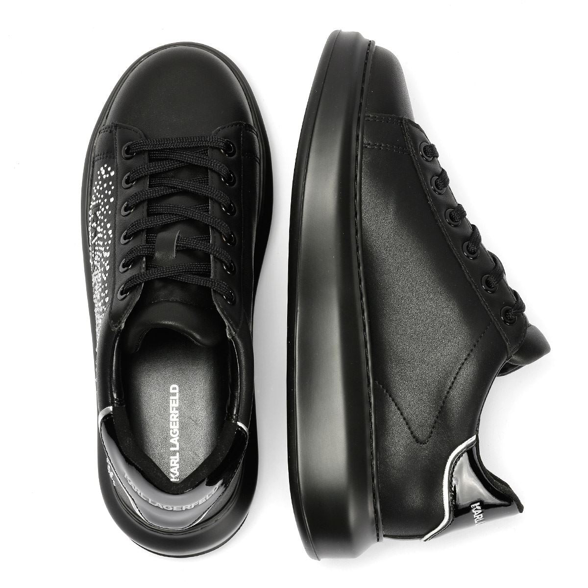 Karl Lagerfeld Kapri Konstellation Baskets Noires En Cuir Pour Femmes