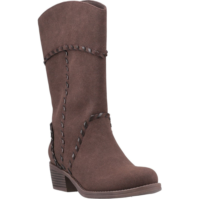 Rocket Dog Rowdy Bottes Mi-mollet À Talons Hauts Pour Femme En Simili Cuir Marron Foncé