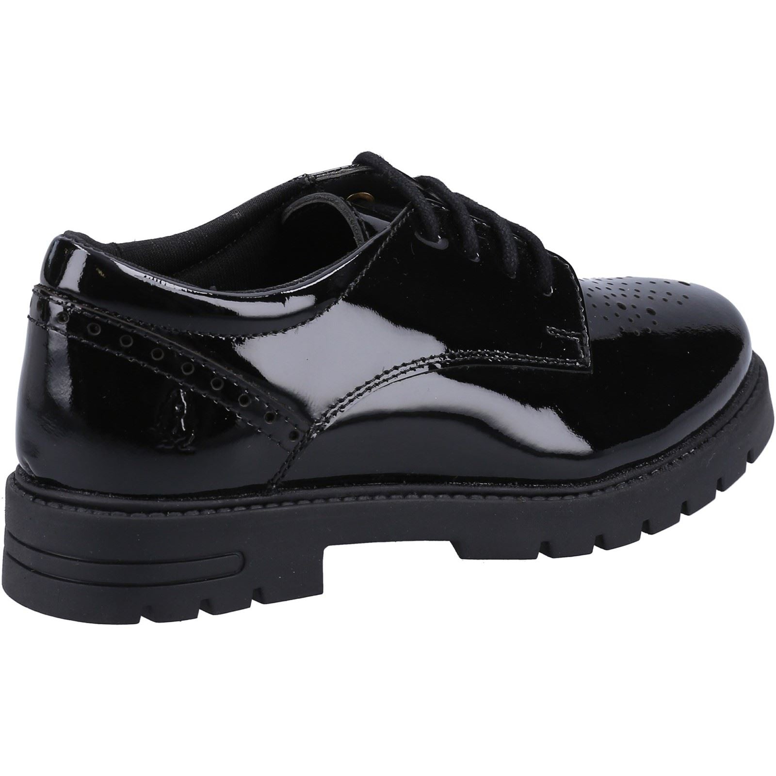 Hush Puppies Jayne Patent SNR Chaussures À Lacets Noires En Cuir Pour Filles