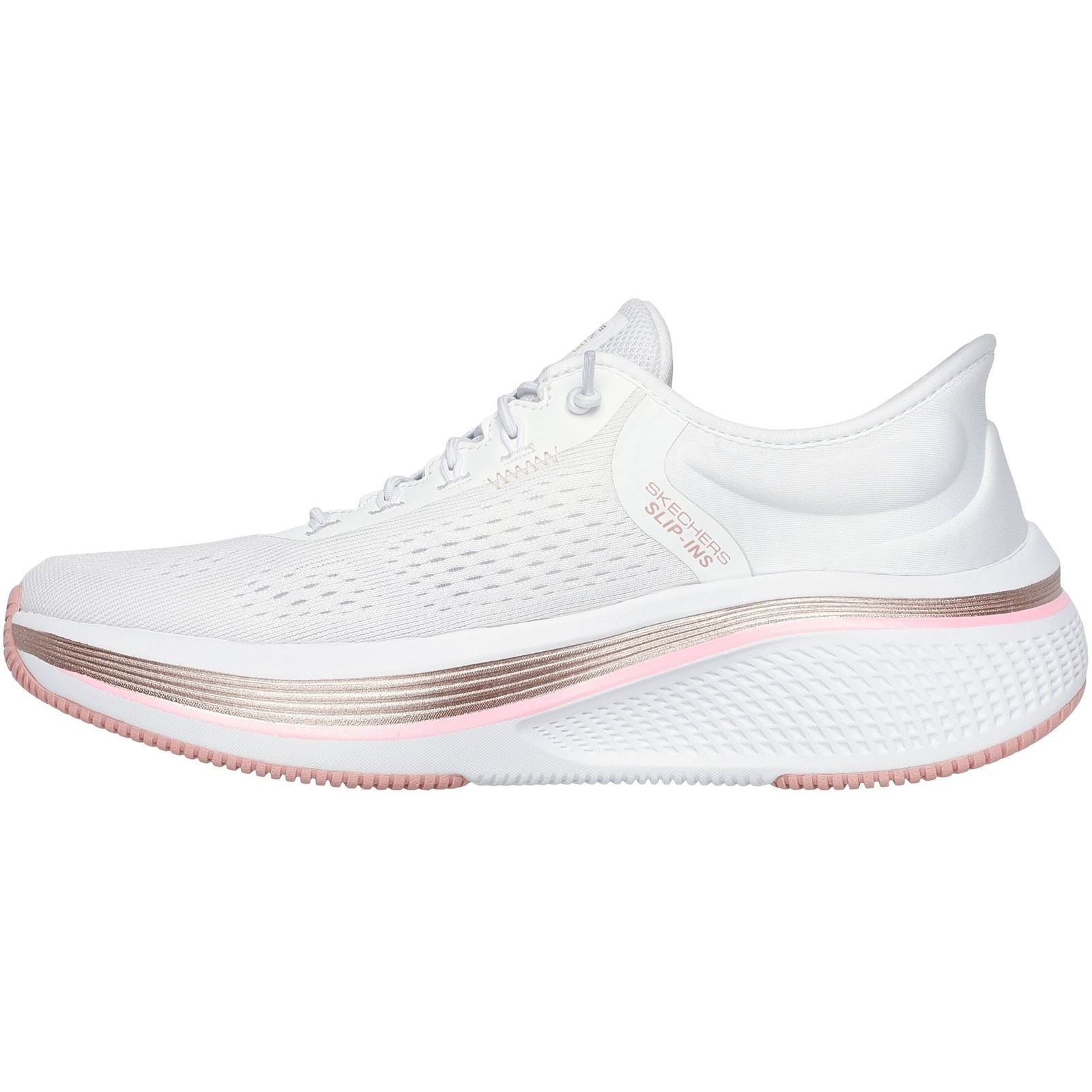 Skechers Performance Go Run Elevate 2.0 Banyan Chaussures De Sport Blanches/Roses Pour Femmes En Textile