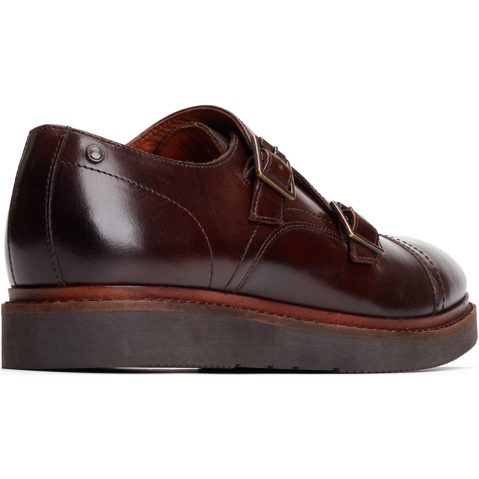 Base London Knight Chaussures À Double Boucle En Cuir Pour Homme Marron Brûlé