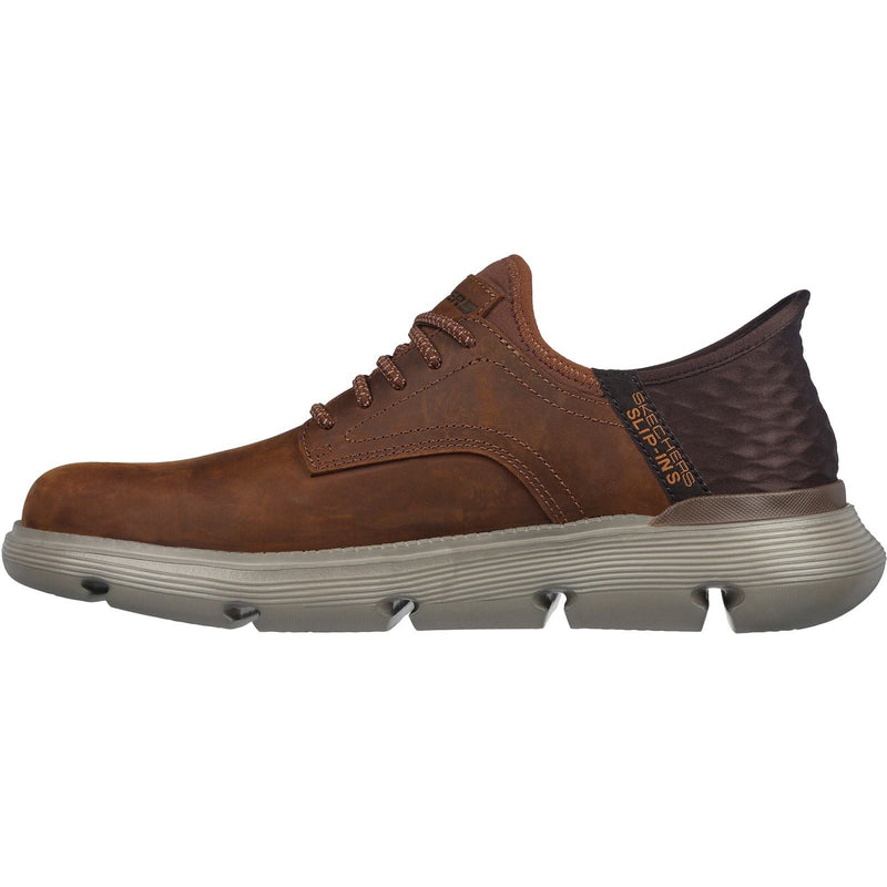 Skechers Garza Gervin Chaussures À Lacets Pour Homme En Cuir Marron Foncé