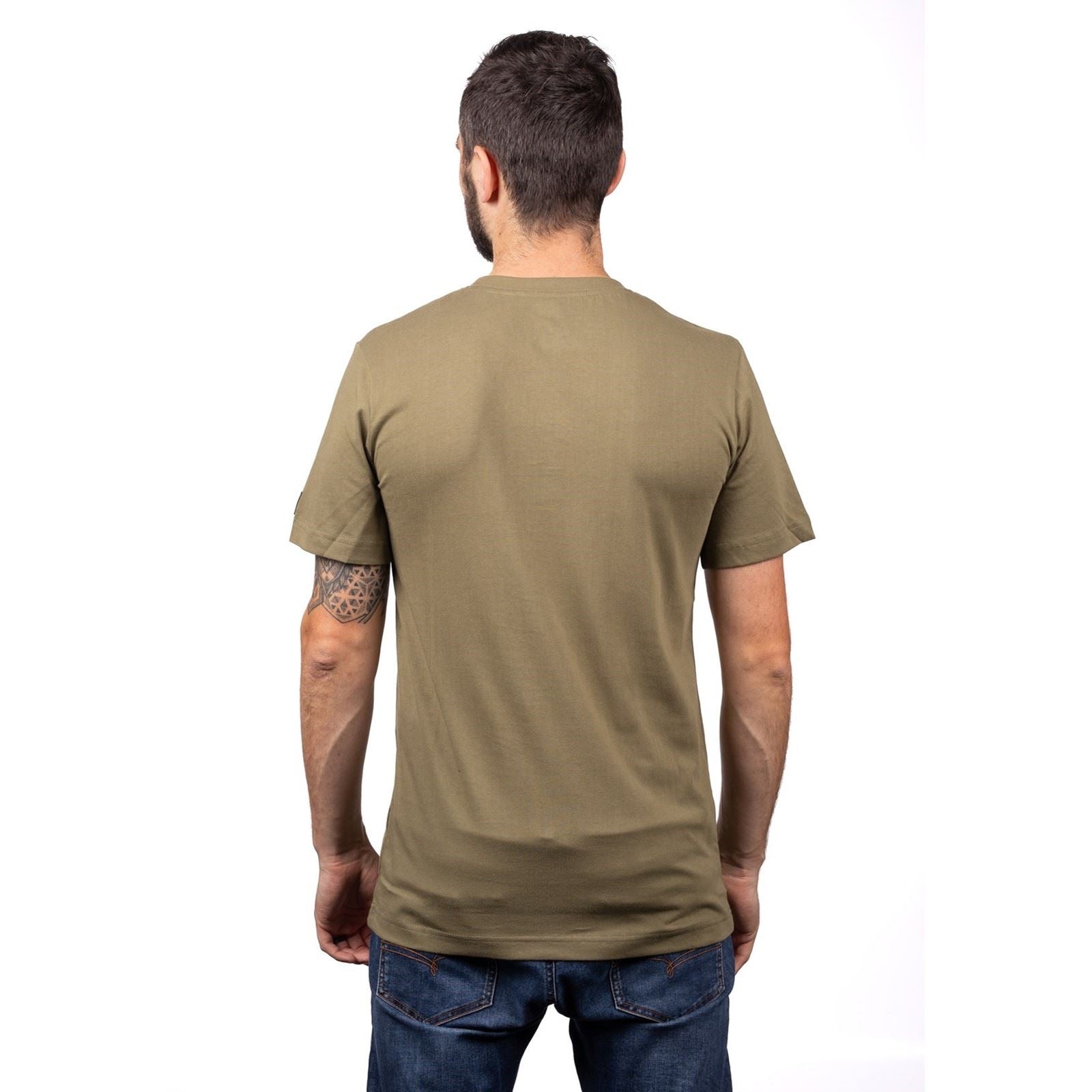 Caterpillar Essentials Short Sleeve T-Shirts En Coton Pour Hommes Verts À Manches Courtes