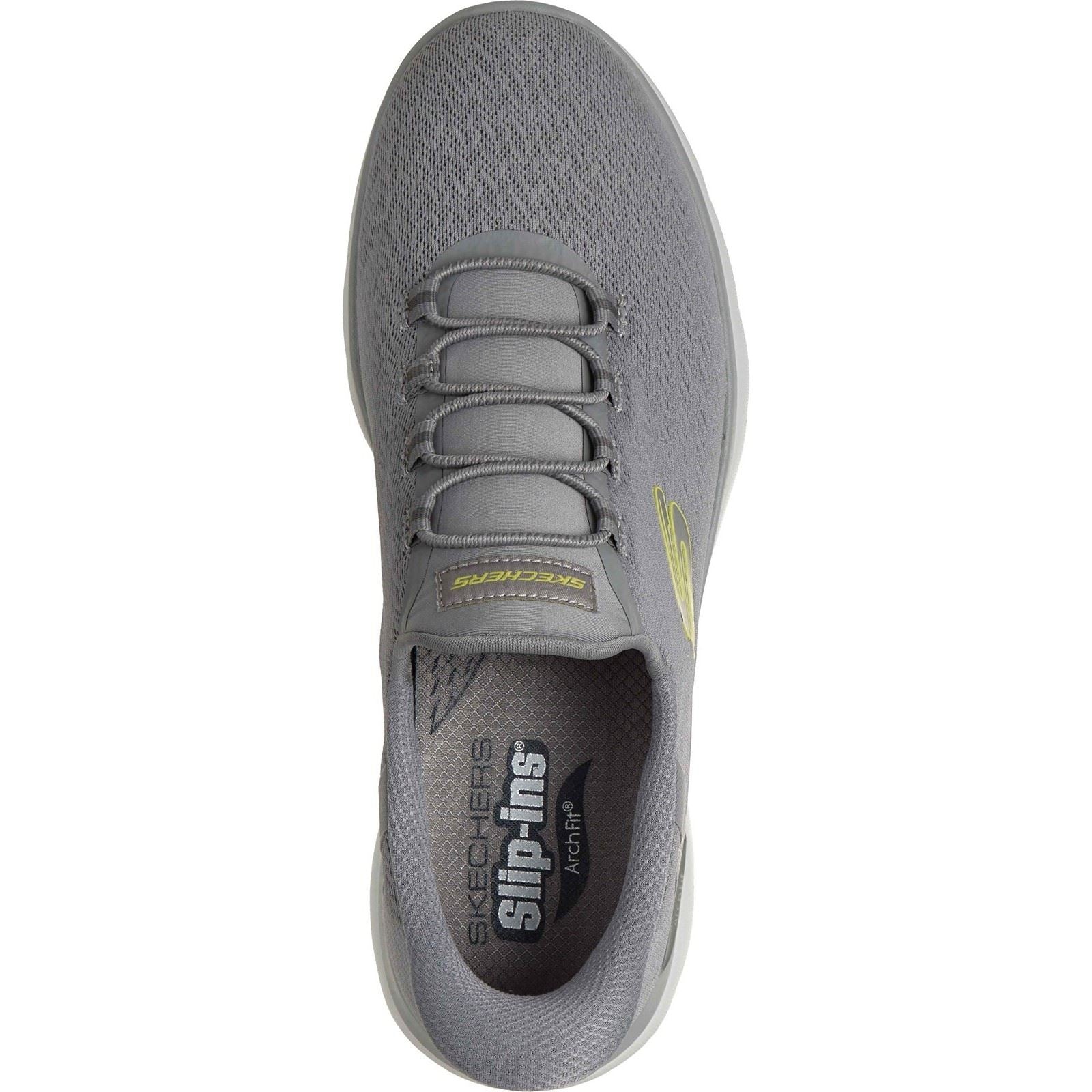 Skechers Arch Fit Summits Kynor Baskets Grises/Vert Lime En Polyester Pour Hommes