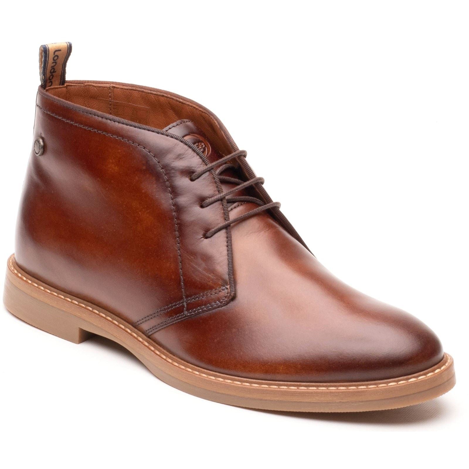 Base London Carlton Bottines En Cuir Pour Hommes Tan