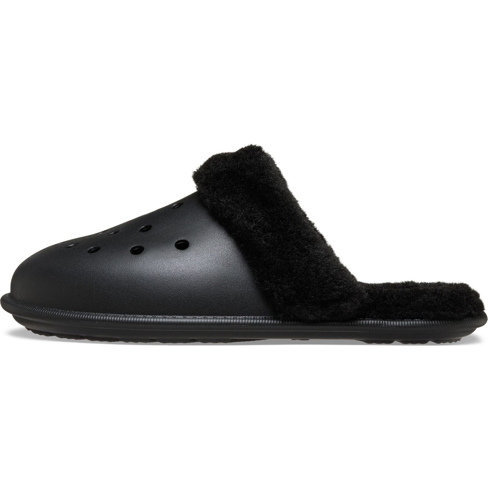 Crocs Classic Fuzz Scuff Sabots Noirs En Thermoplastique