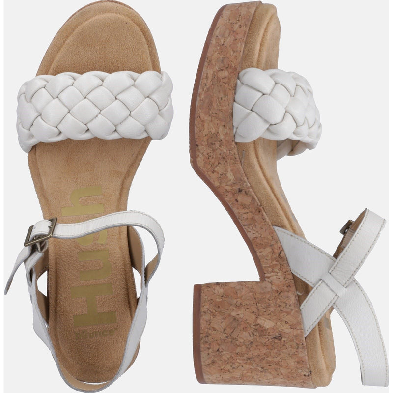 Hush Puppies Poppy Quarter Strap Sandales Blanches Pour Femmes En Cuir