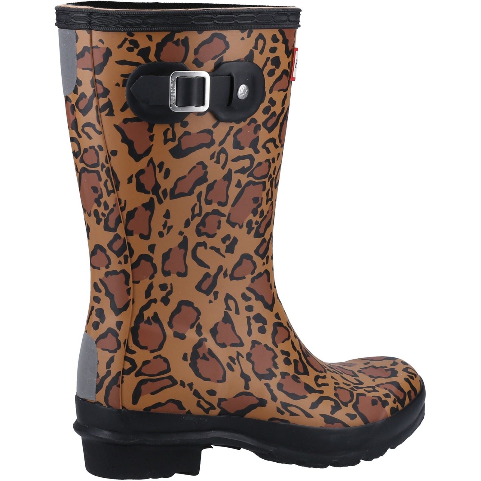 Hunter Original Short Leopard Print Bottes De Pluie Pour Femmes En Caoutchouc Couleur Tan/saddle/Noir