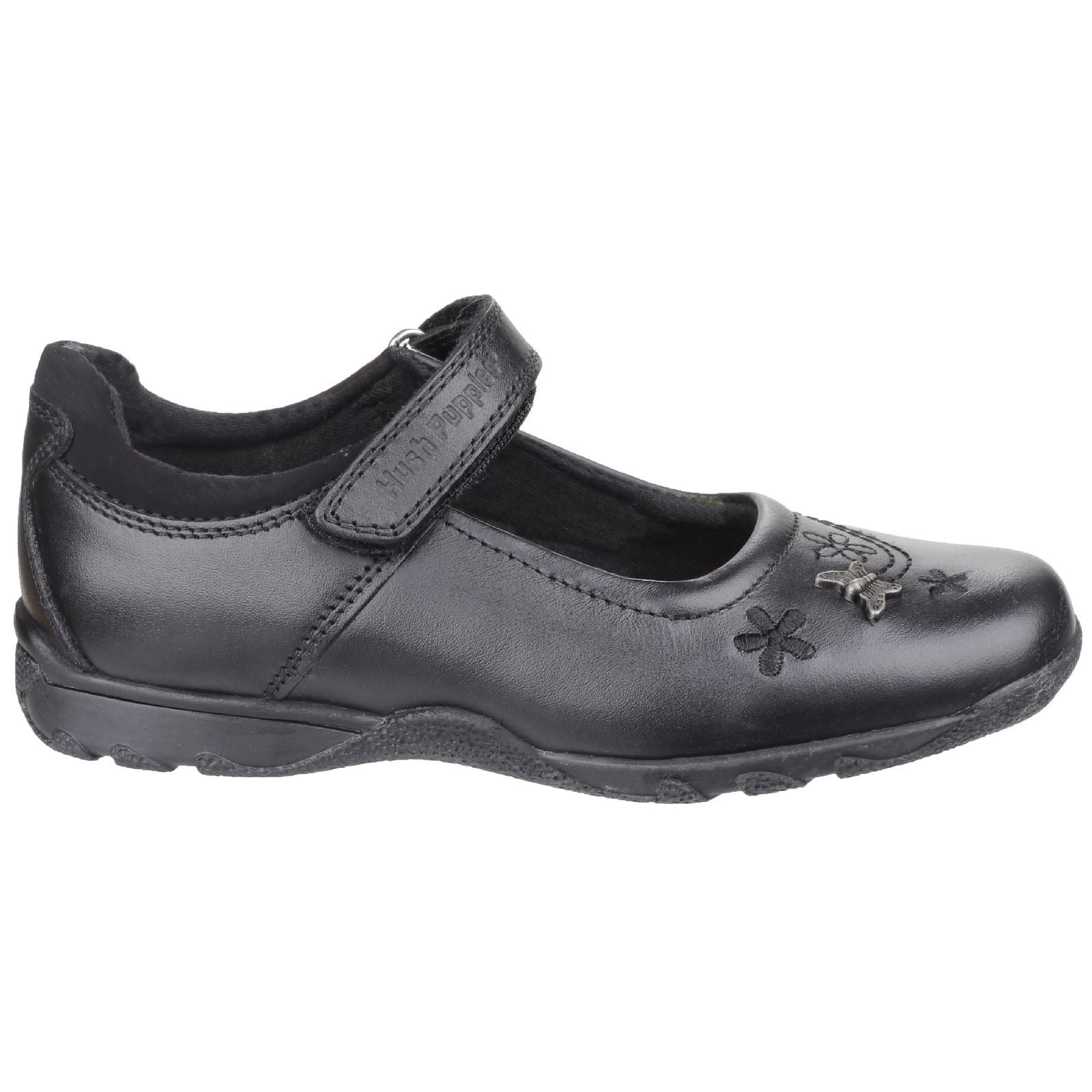 Hush Puppies Clare Junior Chaussures Noires Pour Filles En Cuir