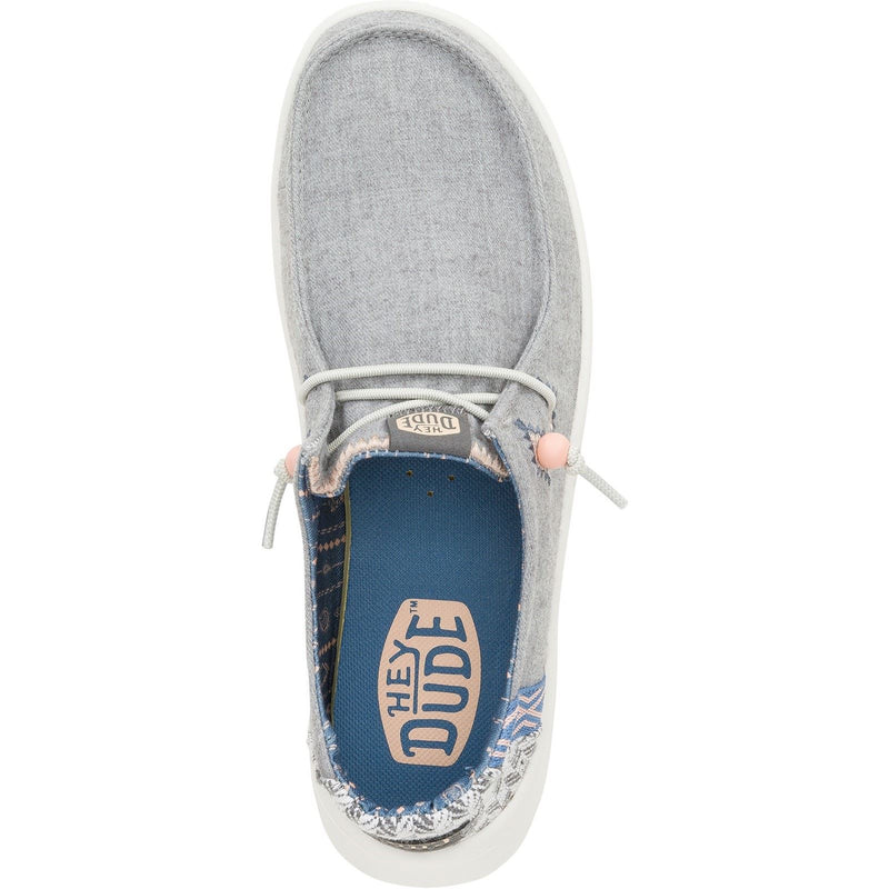 HEYDUDE Wendy Peak Chambray Woven Loafers Gris En Polyester Pour Femmes