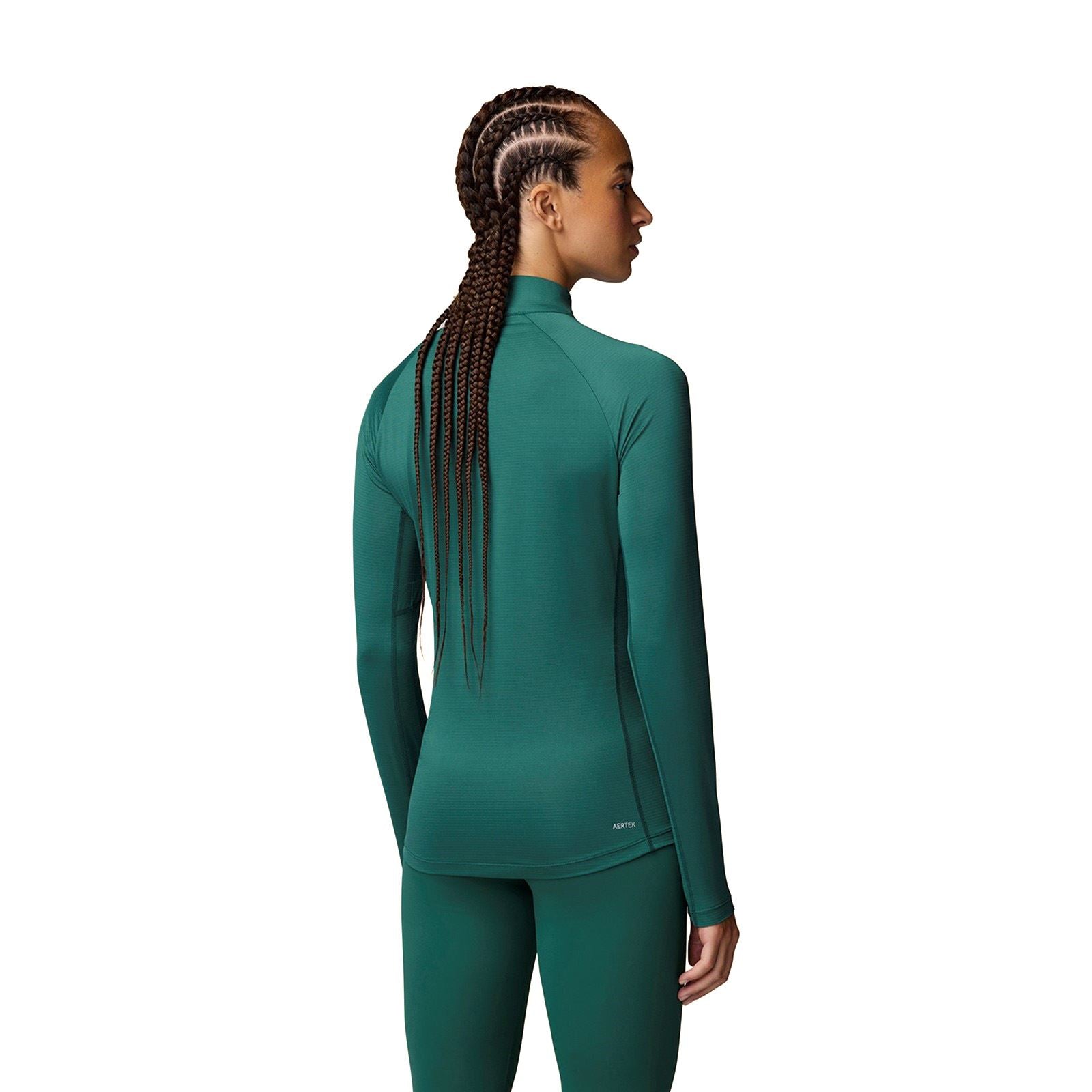 Castore 1/2 Zip Long Sleeve Top T-Shirts De Sport Pour Femmes En Polyester Turquoise Foncé