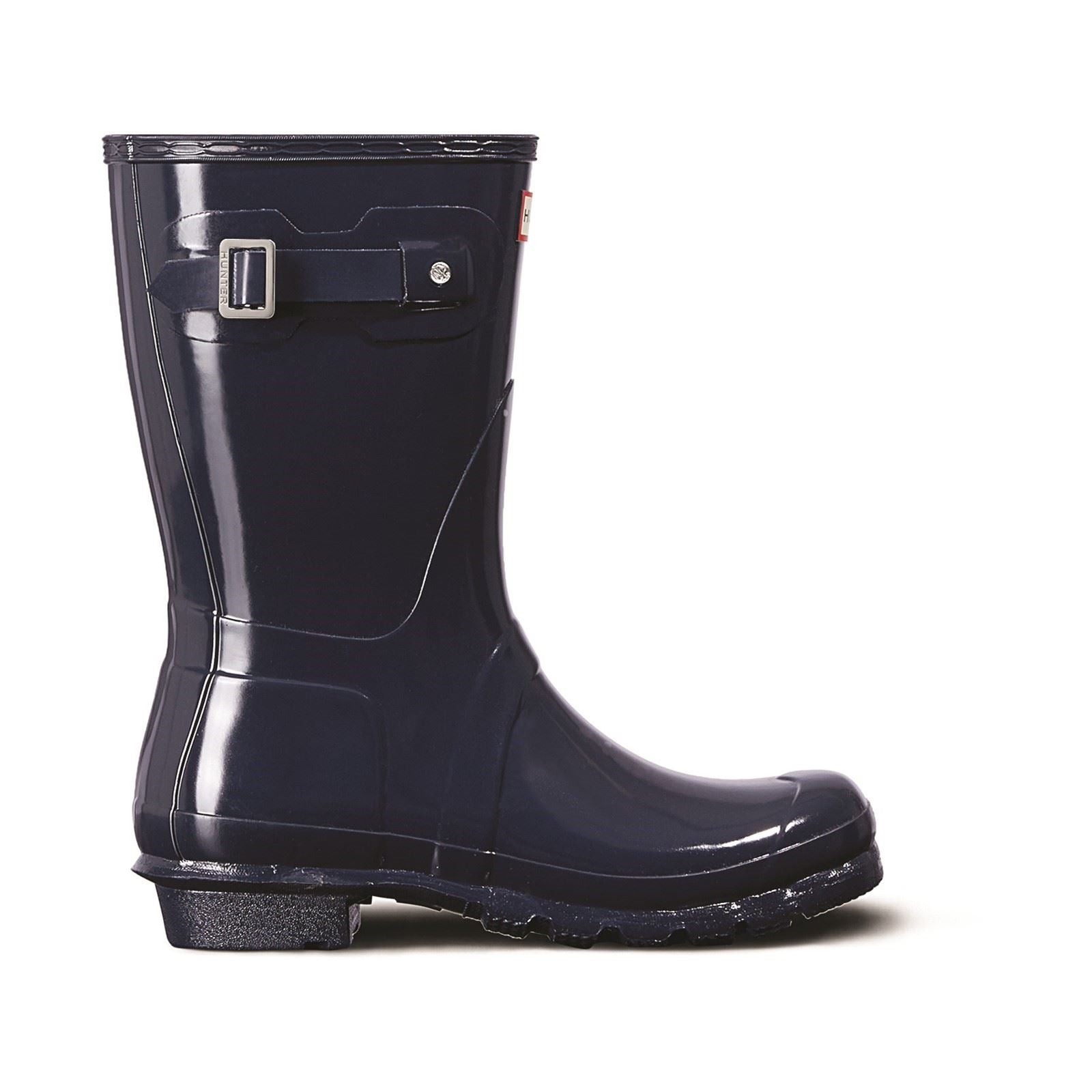 Hunter Original Short Gloss Bottes En Caoutchouc Bleu Marine Pour Femme