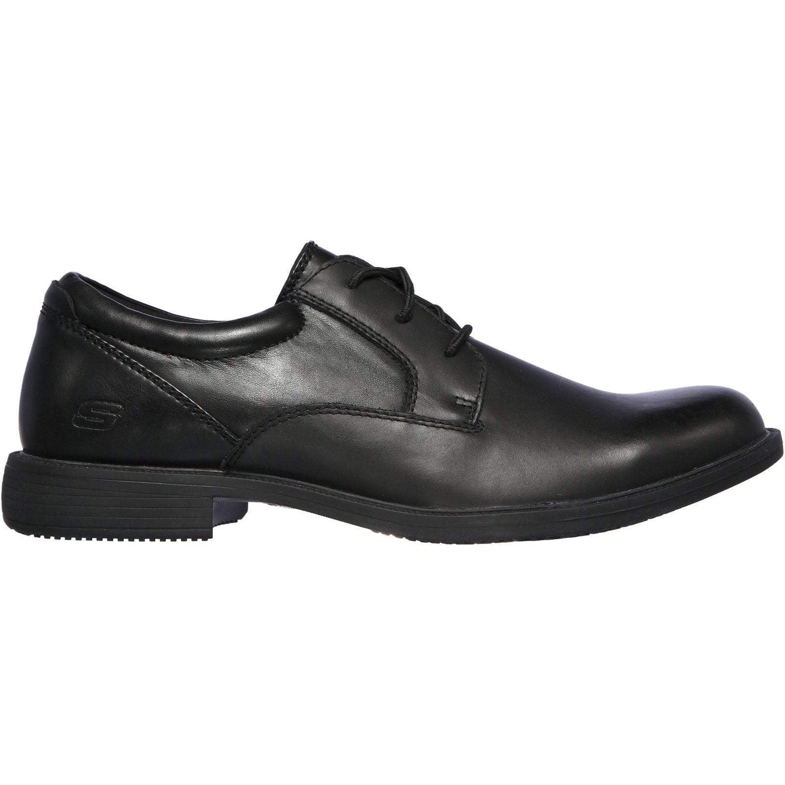 Skechers Dreston Rasmiss Chaussures Noires En Cuir Pour Homme À Lacets