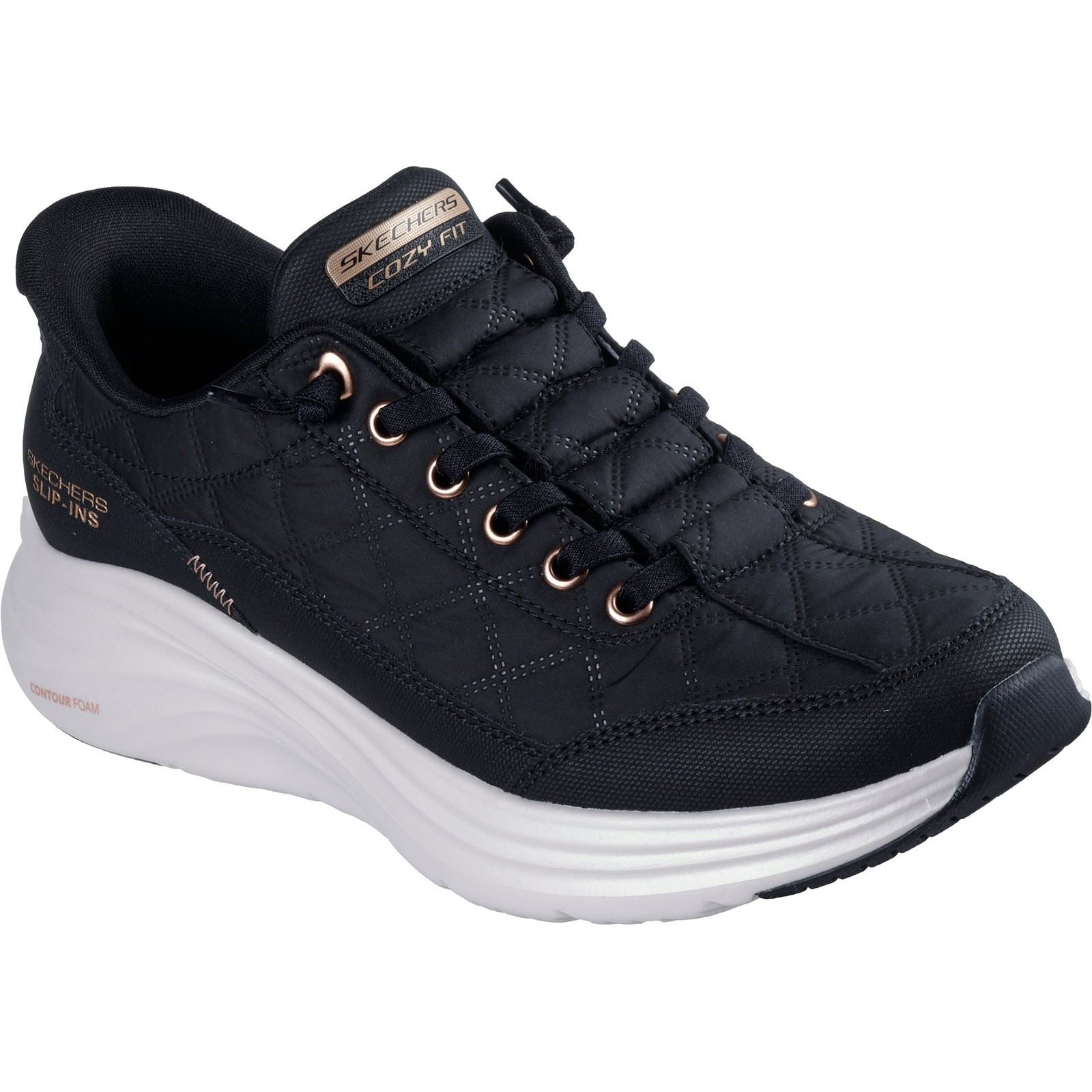 Skechers Contour Foam Golden Hour Chaussures De Sport Pour Femmes En Textile, Noir/or Rose