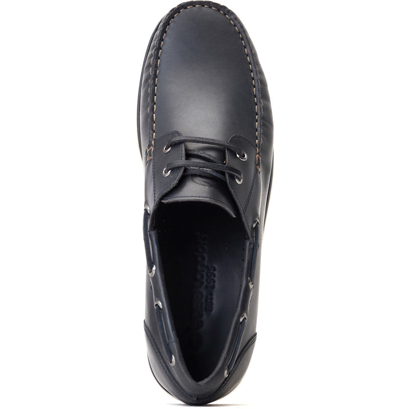Base London Stern Chaussures Bateau En Cuir Pour Hommes, Bleu Marine