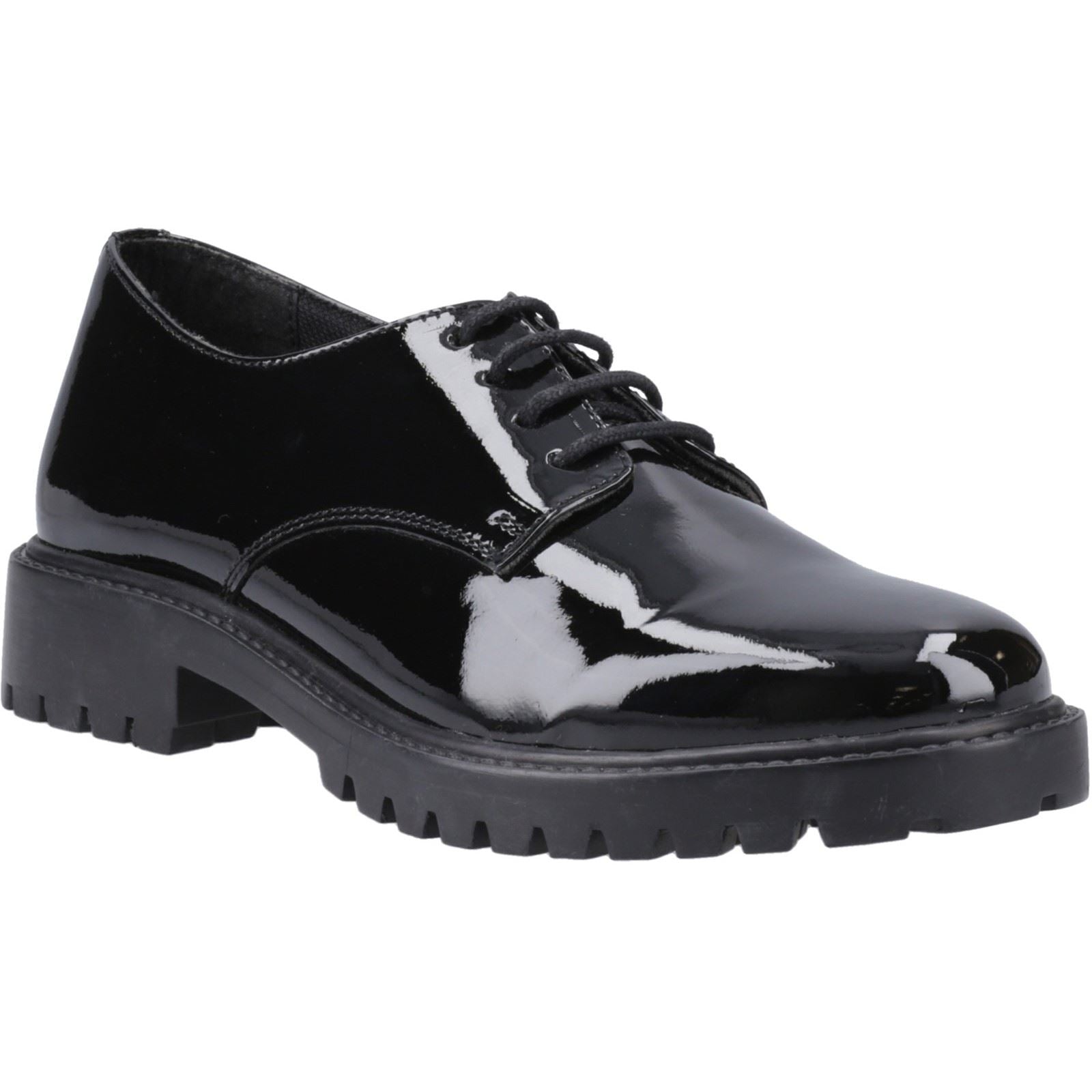 Hush Puppies Aubrey Chaussures Noires Derby En Cuir Pour Filles