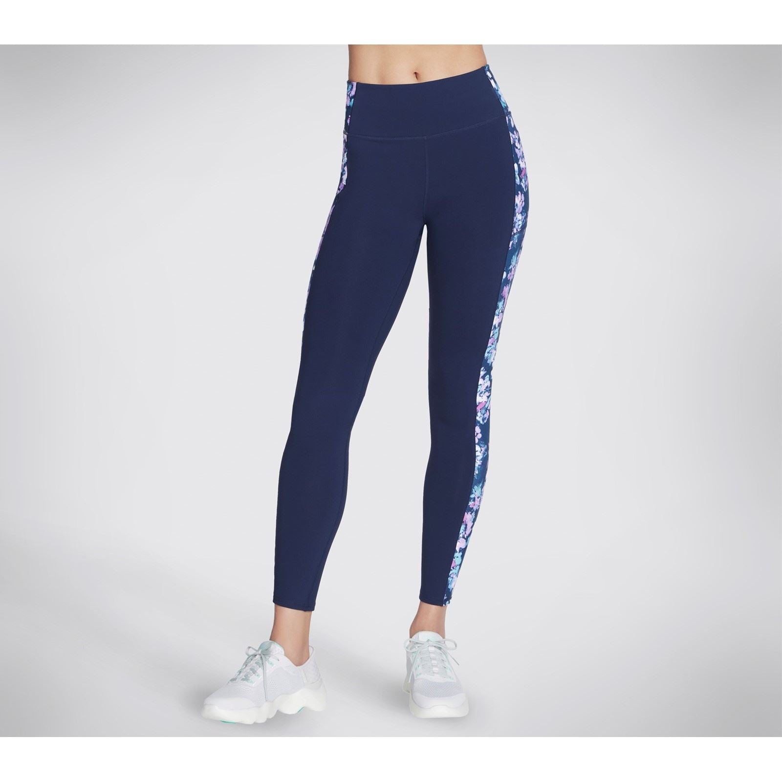 Skechers Performance GOWALK Misty Floral Legging Leggings De Sport Bleus En Nylon Pour Femmes